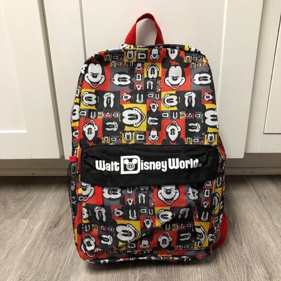NWT Walt Disney World Backpack Mickey Mouse Black Red Yellow School Bookbag Bag main image 5